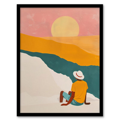 Artery8 Watching The Sunset Block Beach Relax Boho Poster Wall Art PrintA4 Size from B&Q