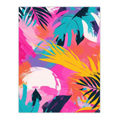 Artery8 Unframed Wall Art Abstract Bright And Bold Leaves Tropical Painting12X16 Inch from B&Q