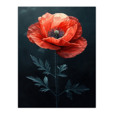 Artery8 Unframed Wall Art Realistic Red Poppy Painting Dramatic And Bold12X16 Inch from B&Q