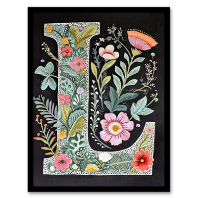 Artery8 Letter L Watercolour Wildflowers Colourful Nature Floral Word Wall Art PrintA4 Size from B&Q