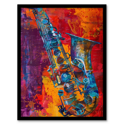 Artery8 Acid Jazz Music Saxophone Abstract Painting Wall Art PrintA4 Size from B&Q
