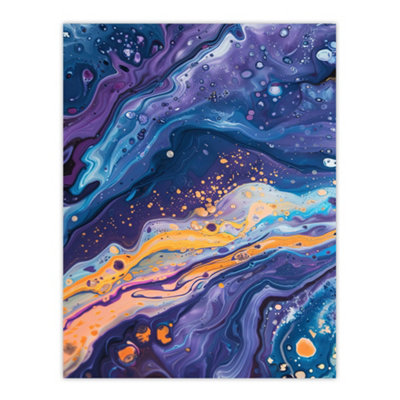 Artery8 Unframed Wall Art Liquid Paint Blue Purple Orange Abstract Painting12X16 Inch from B&Q