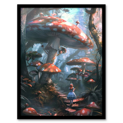 Artery8 Framed Wall Art Alice In Wonderland Mushroom Forest Concept Art Print12X16 Inch from B&Q