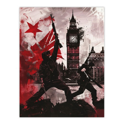 Artery8 Unframed Wall Art Uk Anarchy Big Ben Tower London Painting12X16 Inch from B&Q