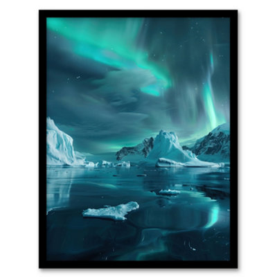Artery8 Aurora Australis Antarctica Night Iceberg Seascape Wall Art PrintA4 Size