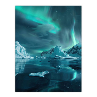 Artery8 Unframed Wall Art Aurora Australis Antarctica Night Iceberg Seascape12X16 Inch