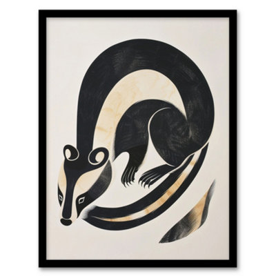 Artery8 Badger Inuit Art Style Animal Painting Wall Art PrintA4 Size from B&Q