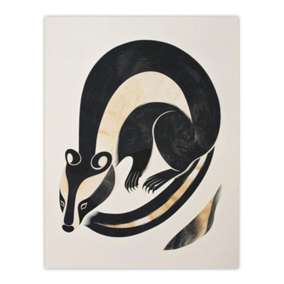 Artery8 Unframed Wall Art Badger Inuit Art Style Animal Painting12X16 Inch from B&Q
