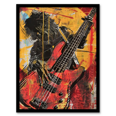 Artery8 Guitar Player Musician Gig Abstract Painting Wall Art PrintA4 Size from B&Q