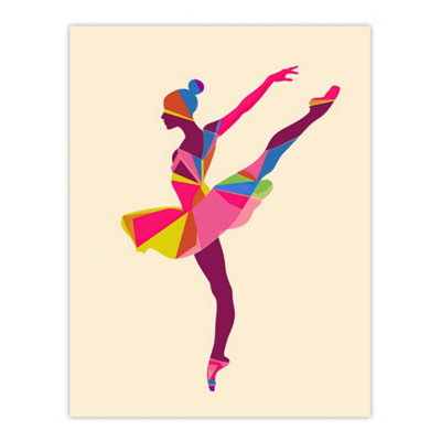 Artery8 Unframed Wall Art Ballerina Arabesque Pose Bright Colourful Design12X16 Inch from B&Q