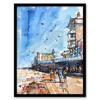 Artery8 Under The Promenade Brighton Beach Watercolour Wall Art PrintA4 Size from B&Q