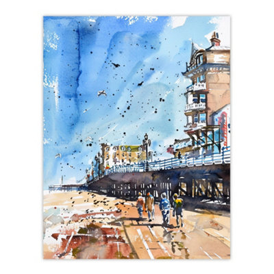 Artery8 Unframed Wall Art Under The Promenade Brighton Beach Watercolour12X16 Inch from B&Q
