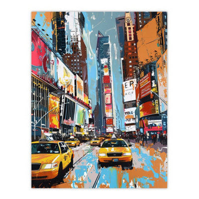 Artery8 Unframed Wall Art Taxi On Broadway New York City Painting12X16 Inch from B&Q