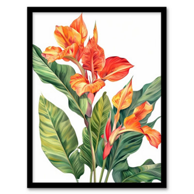 Artery8 Canna Lily Flower Bright Botanical Painting Wall Art PrintA4 Size from B&Q