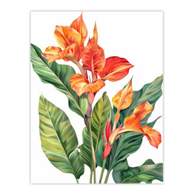 Artery8 Unframed Wall Art Canna Lily Flower Bright Botanical Painting12X16 Inch from B&Q