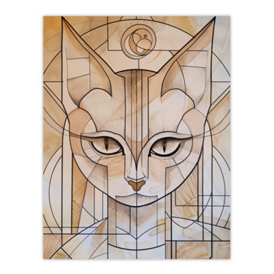 Artery8 Unframed Wall Art Cat Lover Art Deco Feline Design Portrait12X16 Inch from B&Q