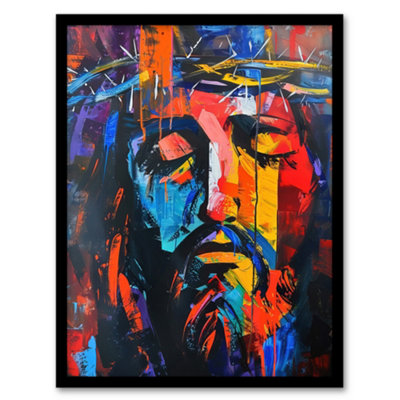 Artery8 Jesus Portrait Thorn Crown Modern Portrait Wall Art PrintA4 Size