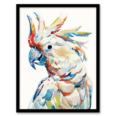 Artery8 Framed Wall Art Cockatoo Parrot Bird Portrait Bright Design Print12X16 Inch from B&Q