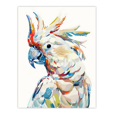 Artery8 Unframed Wall Art Cockatoo Parrot Bird Portrait Bright Design12X16 Inch from B&Q