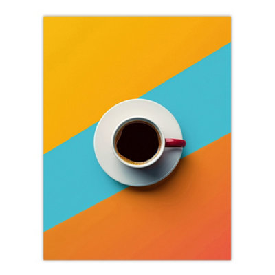 Artery8 Unframed Wall Art Coffee Cup Aerial View Vibrant Geometric Design12X16 Inch from B&Q