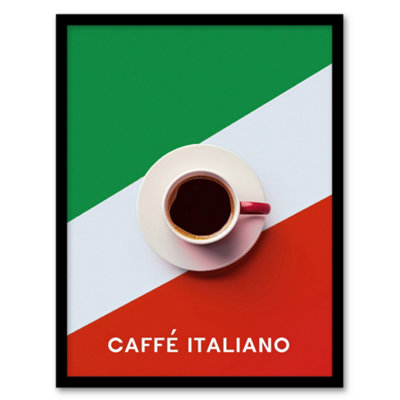 Artery8 Italian Coffee Cup Aerial View Advert Design Wall Art PrintA4 Size from B&Q