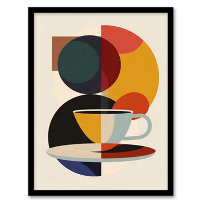 Artery8 Coffee Cup Bauhaus Geometric Design Wall Art PrintA4 Size from B&Q