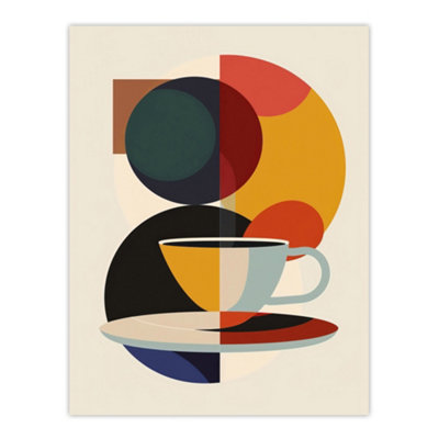 Artery8 Unframed Wall Art Coffee Cup Bauhaus Geometric Design12X16 Inch from B&Q