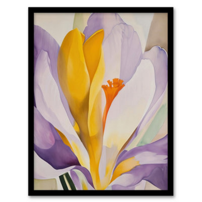 Artery8 Crocus Flower Abstract Watercolour Lilac Orange Wall Art PrintA4 Size from B&Q