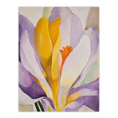 Artery8 Unframed Wall Art Crocus Flower Abstract Watercolour Lilac Orange12X16 Inch from B&Q