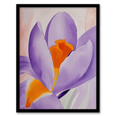 Artery8 Framed Wall Art Crocus Flower Orange Lilac Abstract Watercolour Print12X16 Inch from B&Q