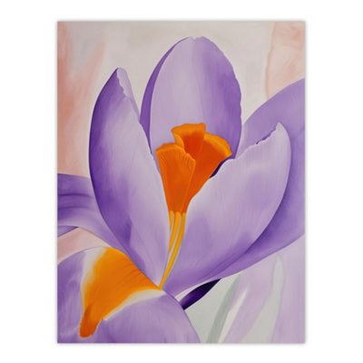 Artery8 Unframed Wall Art Crocus Flower Orange Lilac Abstract Watercolour12X16 Inch from B&Q