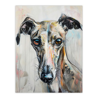 B&Q -  Unframed Wall Art Greyhound Whippet Dog Lover Cute Pet Portrait12X16 Inch