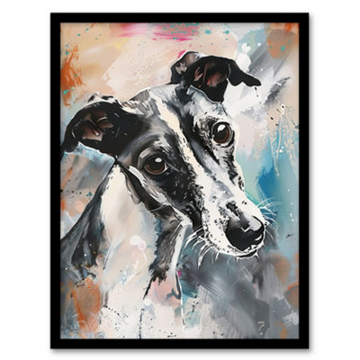 Artery8 Cute Greyhound Whippet Dog Lover Pet Portrait Wall Art PrintA4 Size from B&Q