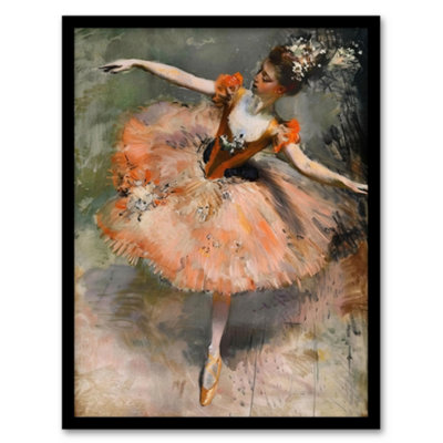Artery8 Framed Wall Art Ballerina Arabesque Pose Edgar Degas Inspired Print12X16 Inch from B&Q