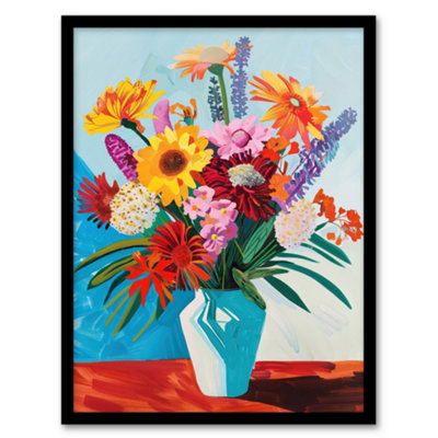 Artery8 Colourful Spring Flower Bouquet Vibrant Painting Wall Art PrintA4 Size from B&Q