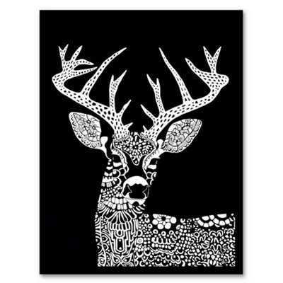 Artery8 Framed Wall Art Deer Black White Tribal Pattern Stag Design Print12X16 Inch from B&Q