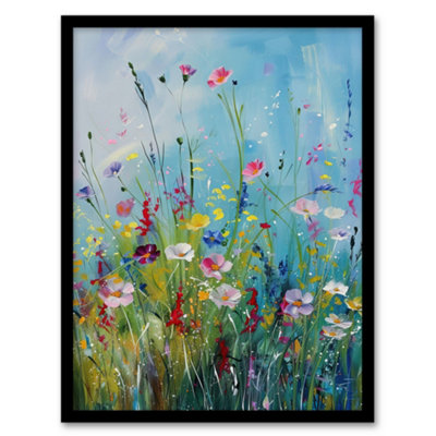 Artery8 Delicate Wildflower Meadow Floral Painting Wall Art PrintA4 Size from B&Q