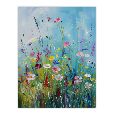 Artery8 Unframed Wall Art Delicate Wildflower Meadow Floral Painting12X16 Inch from B&Q