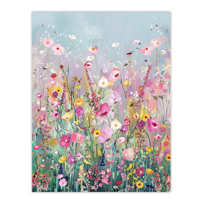 Artery8 Unframed Wall Art Delicate Wildflower Field Floral Painting12X16 Inch from B&Q