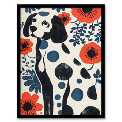 Artery8 Dog Lover Dalmatian Abstract Floral Portrait Wall Art PrintA4 Size from B&Q