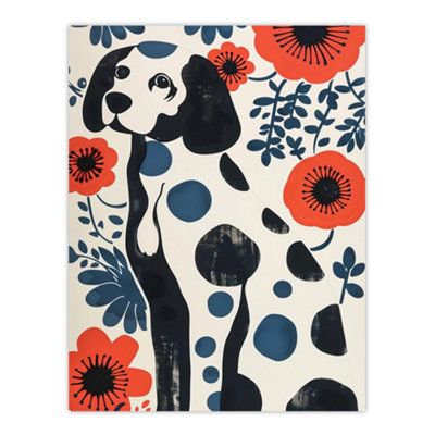 Artery8 Unframed Wall Art Dog Lover Dalmatian Abstract Floral Portrait12X16 Inch from B&Q