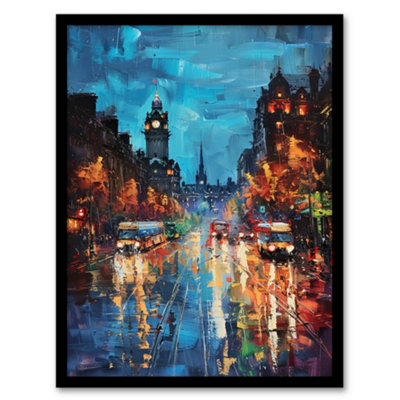 Artery8 Edinburgh Princes Street Cityscape Painting Wall Art PrintA4 Size from B&Q