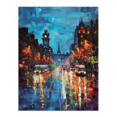 Artery8 Unframed Wall Art Edinburgh Princes Street Cityscape Painting12X16 Inch from B&Q