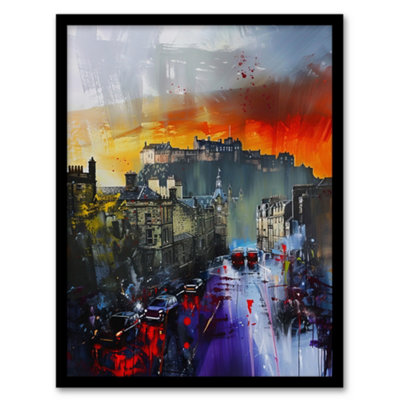 Artery8 Edinburgh Castle Abstract Cityscape Painting Wall Art PrintA4 Size from B&Q