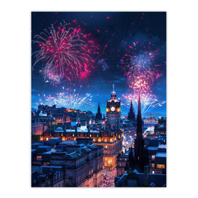 Artery8 Unframed Wall Art Edinburgh Guy Fawkes Night Magical Cityscape12X16 Inch from B&Q