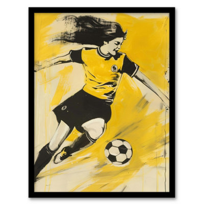 Artery8 Framed Wall Art Womens Girls Football Fan Soccer Goal Footie Print12X16 Inch from B&Q