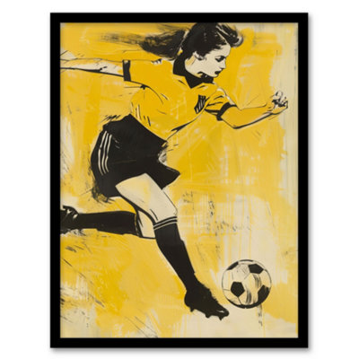 Artery8 Framed Wall Art Womens Girls Football Fan Soccer Player Striker Print12X16 Inch from B&Q