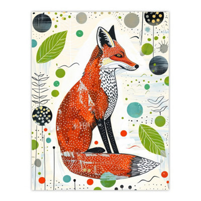 Artery8 Unframed Wall Art Fox Folk Art Simple Bright Abstract Design12X16 Inch from B&Q