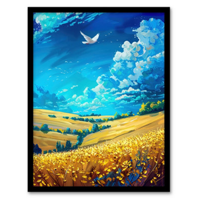 Artery8 Golden Yellow Wheat Fields Countryside Landscape Wall Art PrintA4 Size from B&Q