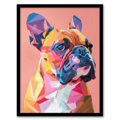 Artery8 Dog Lover Geometric French Bulldog Portrait Wall Art PrintA4 Size from B&Q